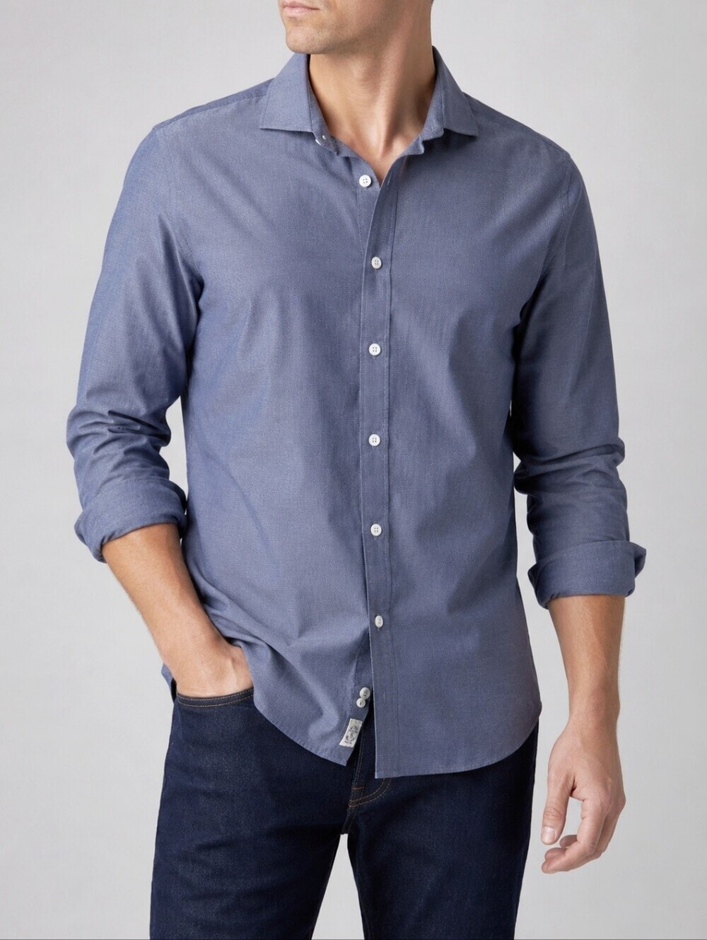 Todd Snyder Blue 2 Ply Cotton Dress Shirt Slim Fit Mens 15 34/35